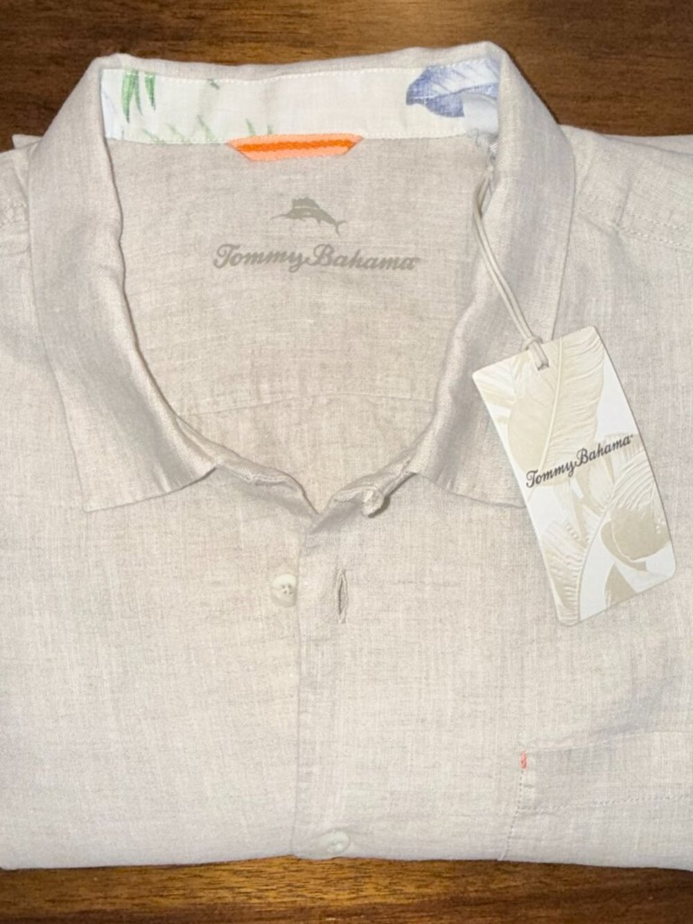 $110 NEW Tommy Bahama Tan Sea Glass Linen Camp Shirt Short Sleeve Size 1XLB